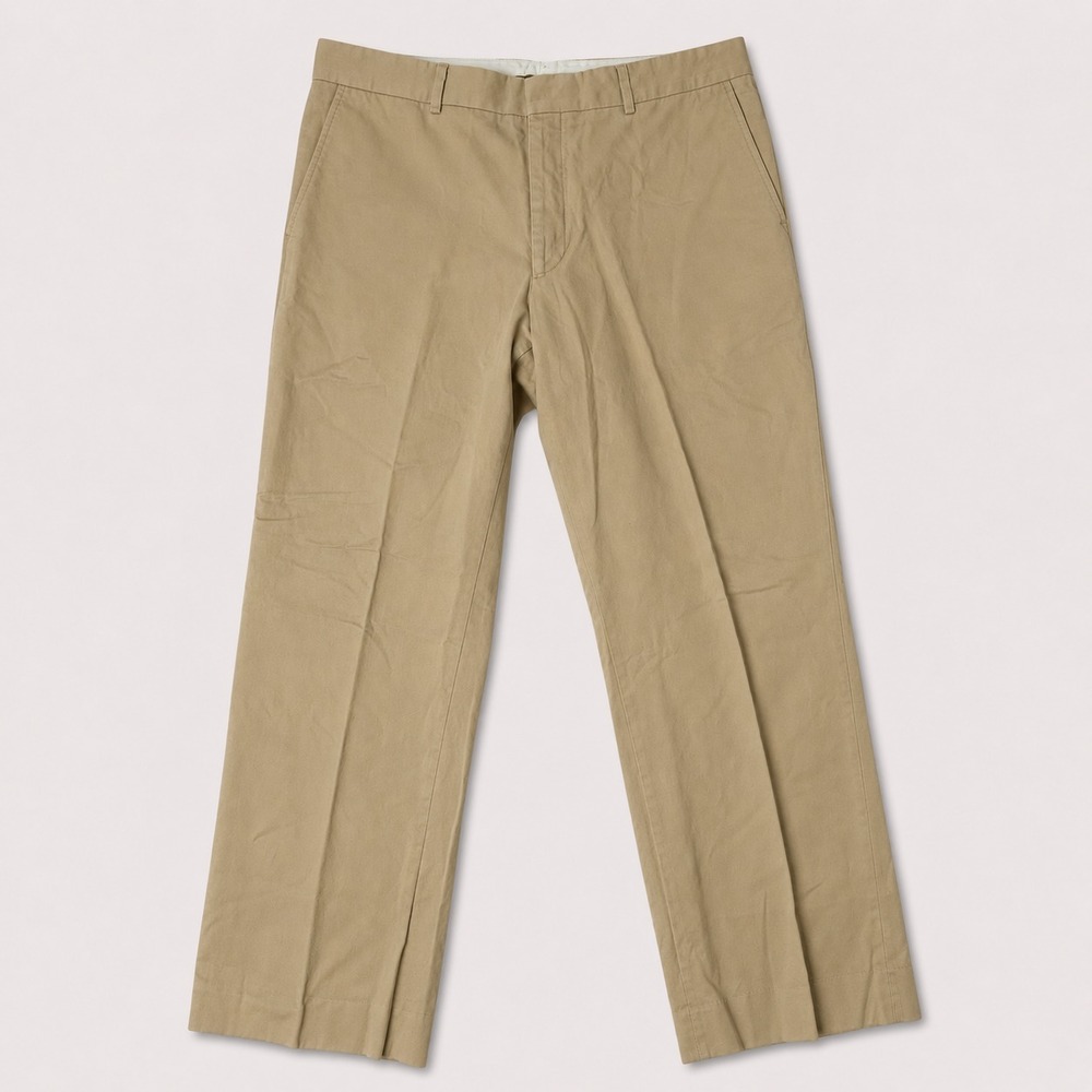 Express Dress Pants Mens 36x30 Khaki Flat Front Cotton Chino Trousers Beige